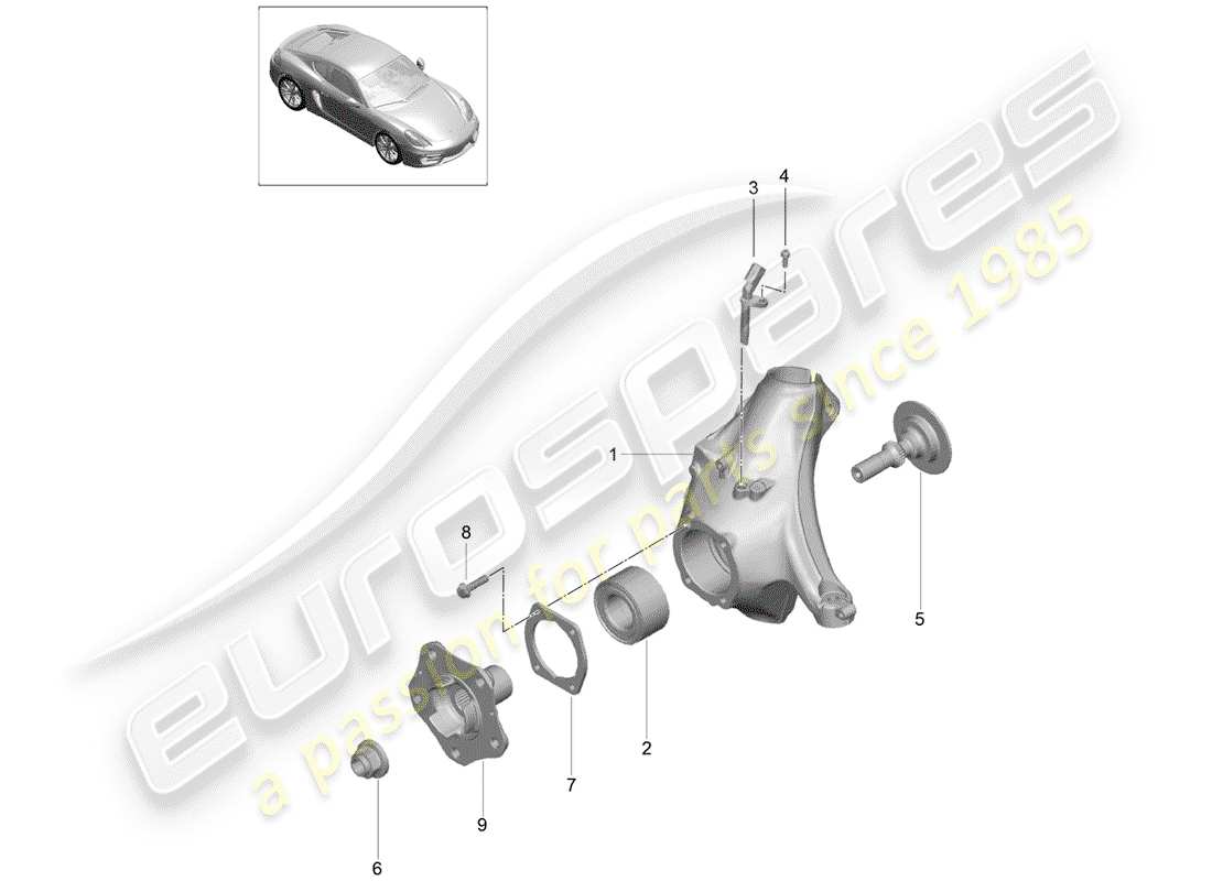 porsche cayman 981 (2015) wheel carrier part diagram