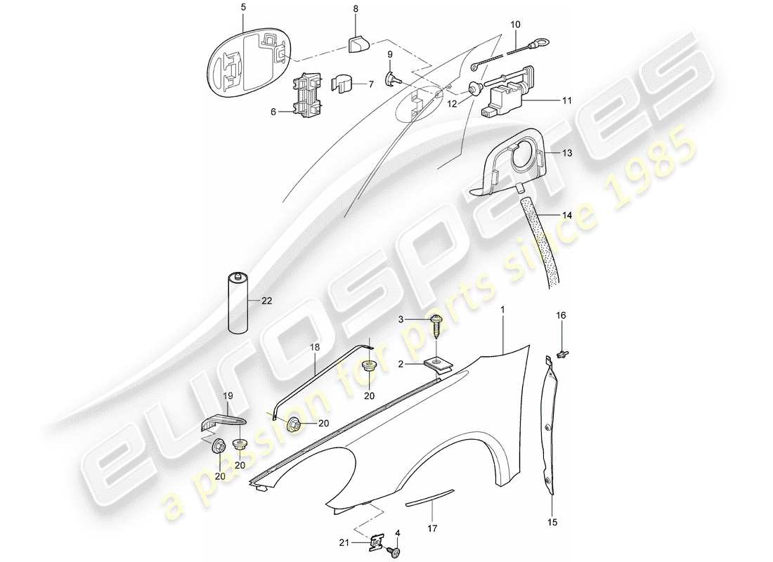 porsche boxster 987 (2006) fender part diagram