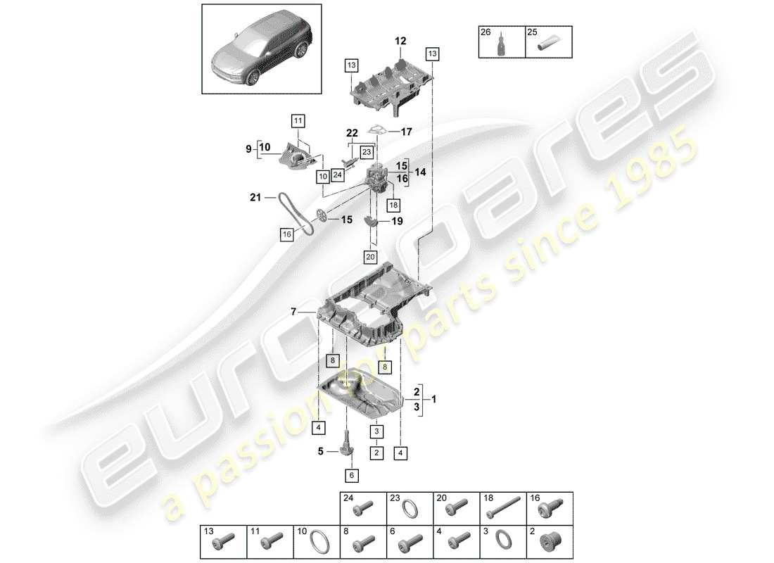 porsche cayenne e3 (2020) oil-conducting housing part diagram