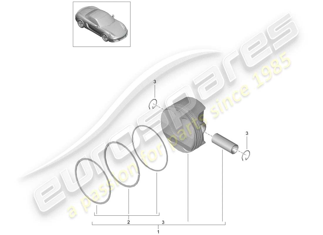 porsche boxster 981 (2014) piston part diagram