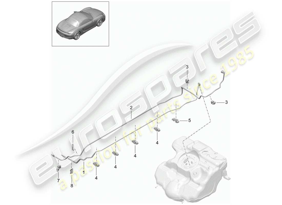 porsche boxster 981 (2014) fuel system part diagram