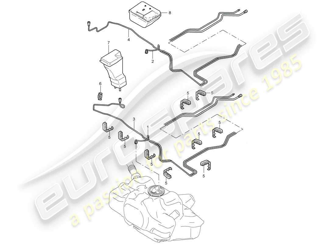 porsche cayman 987 (2006) fuel system part diagram