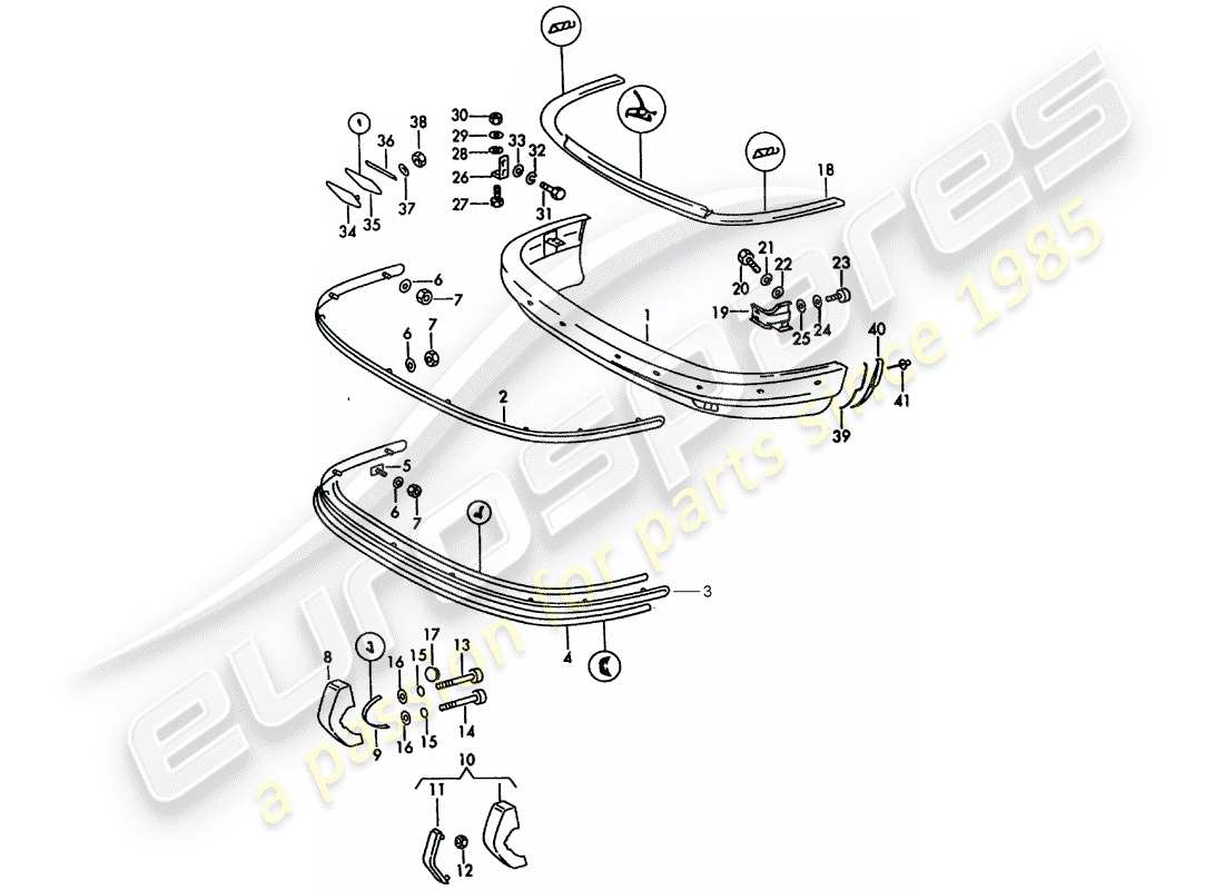 porsche 911/912 (1966) bumper - d - mj 1969>> part diagram