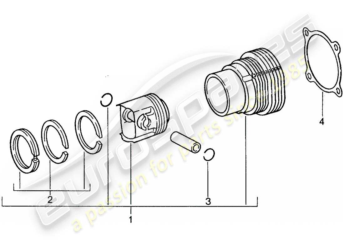 porsche 959 (1987) cylinder with pistons part diagram