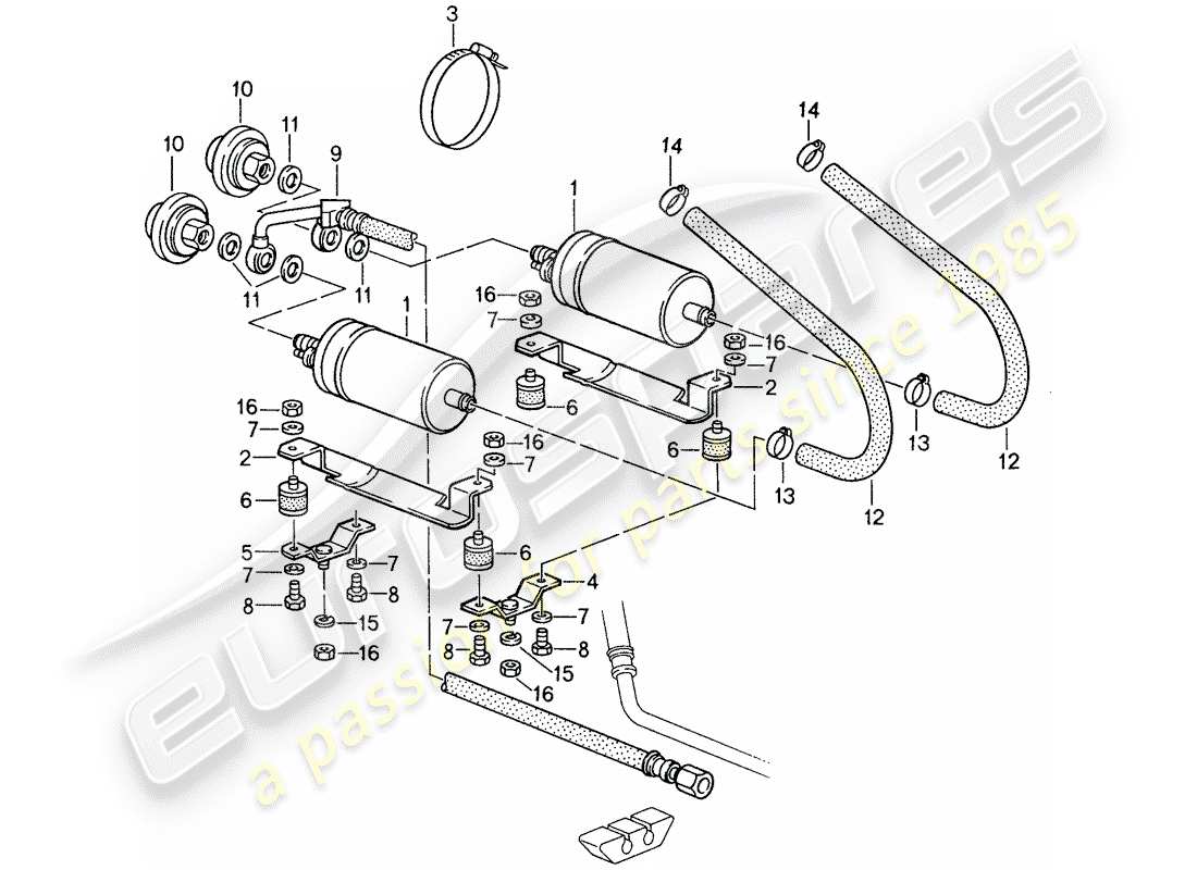 porsche 959 (1987) fuel system part diagram