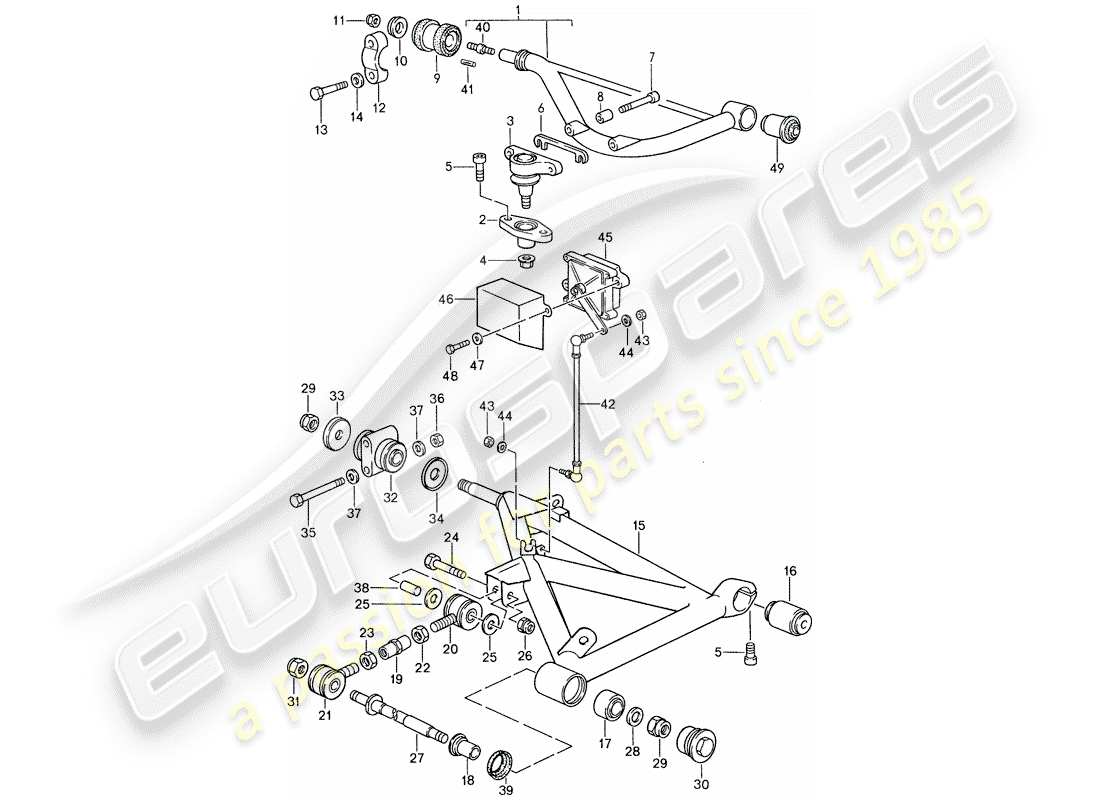 porsche 959 (1987) rear axle steering part diagram