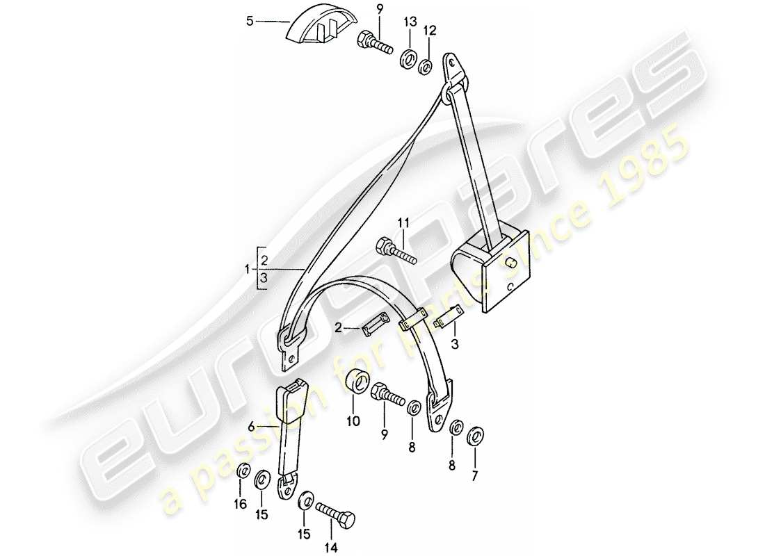 porsche 944 (1989) seat belt part diagram