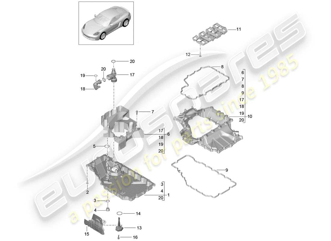 porsche 718 cayman (2020) engine (oil press./lubrica.) part diagram