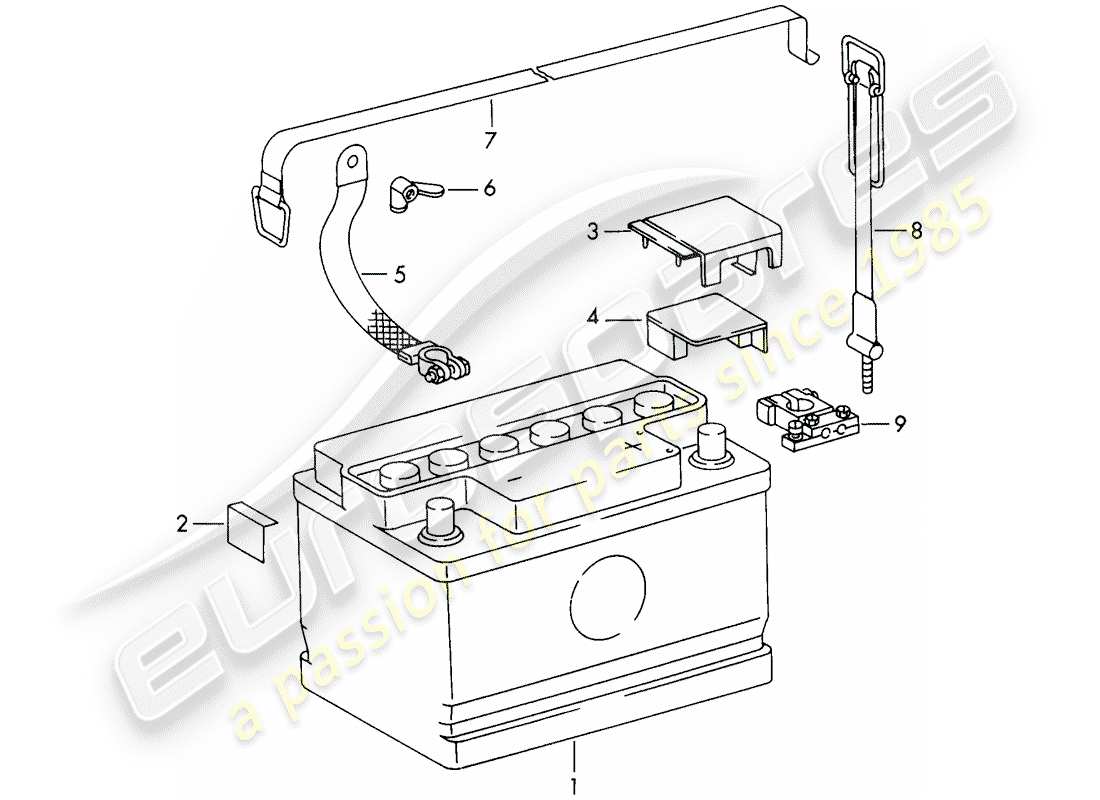 porsche 911/912 (1969) battery - d - mj 1969>> - mj 1969 part diagram