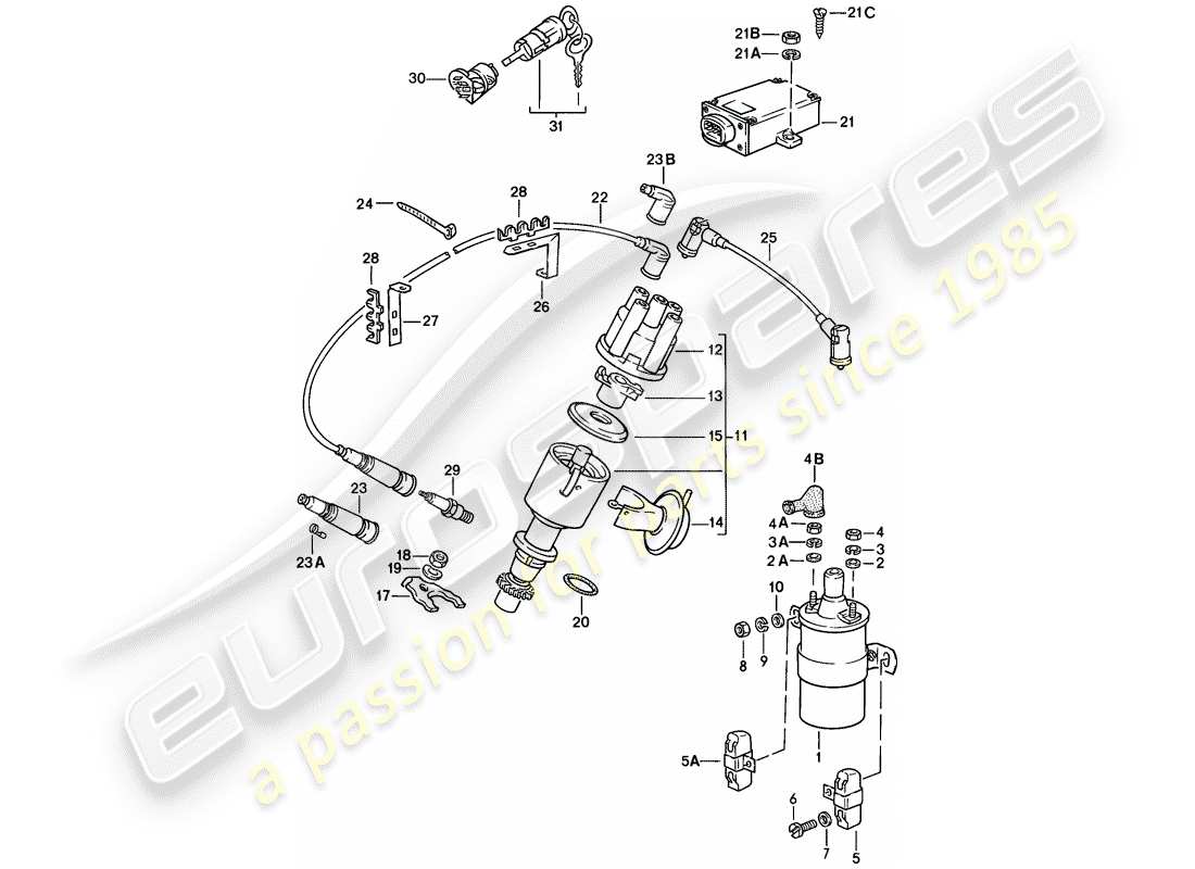 porsche 924 (1978) engine electrics 2 - see technical information - gr.2 nr. 2/86 part diagram