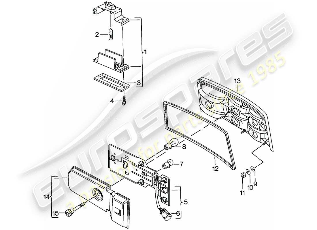 porsche 924 (1978) license plate light - rear light part diagram