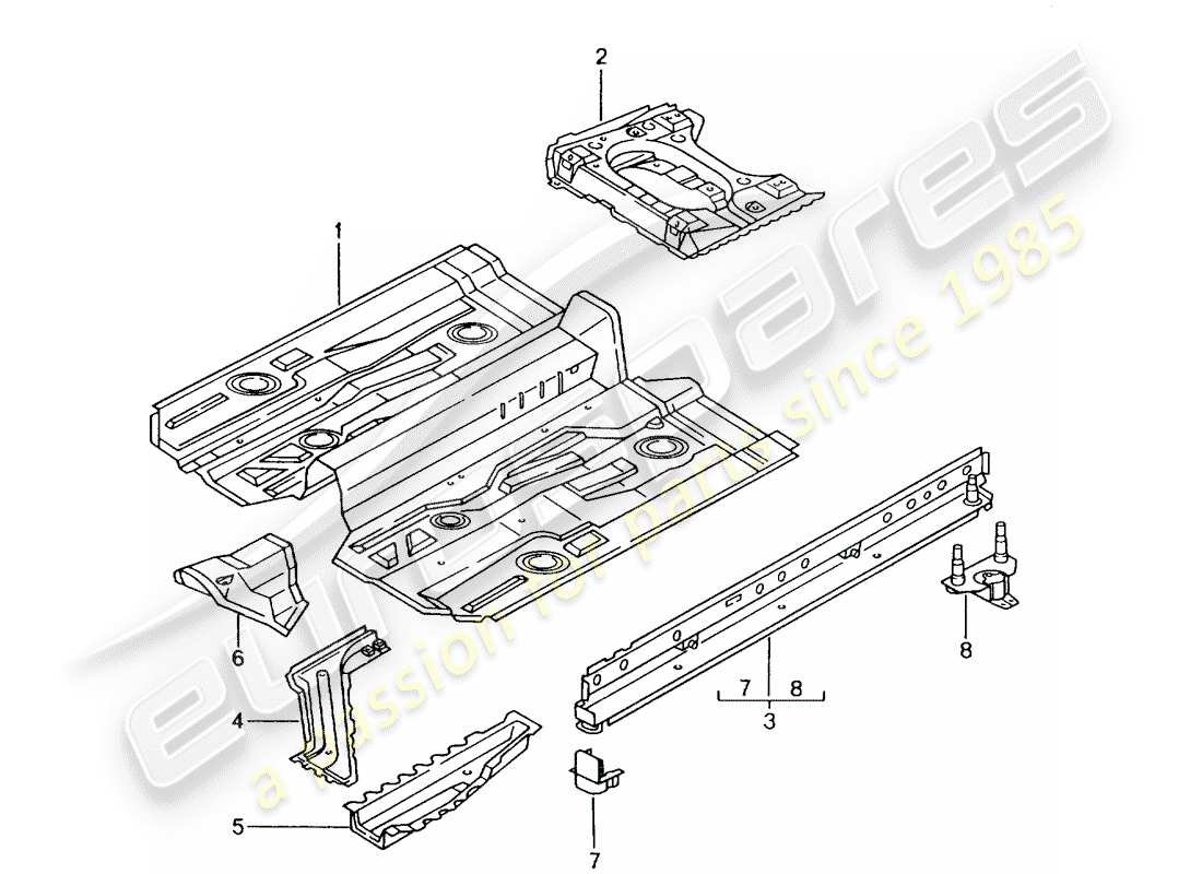 porsche 996 gt3 (2001) floor part diagram