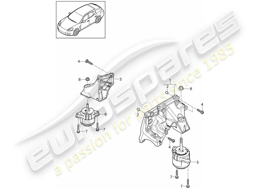 porsche panamera 970 (2013) engine suspension part diagram