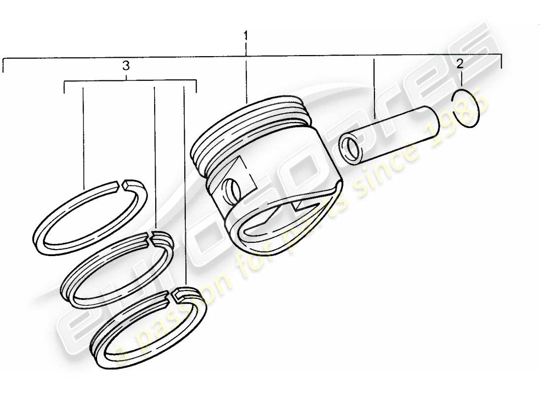 porsche 968 (1995) piston - piston rings part diagram