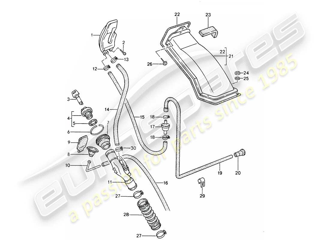 porsche 968 (1995) filler neck part diagram