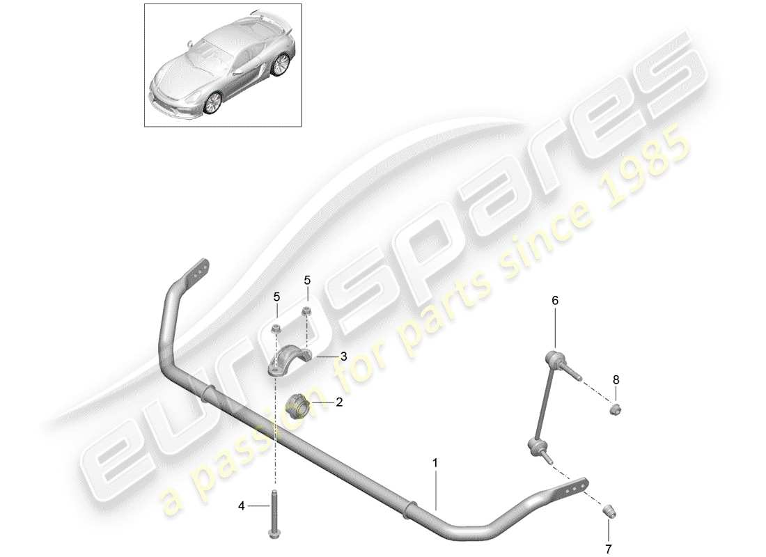 porsche cayman gt4 (2016) stabilizer part diagram