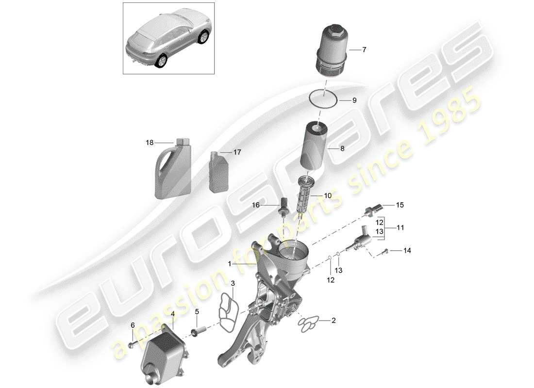 porsche macan (2014) oil-conducting housing part diagram