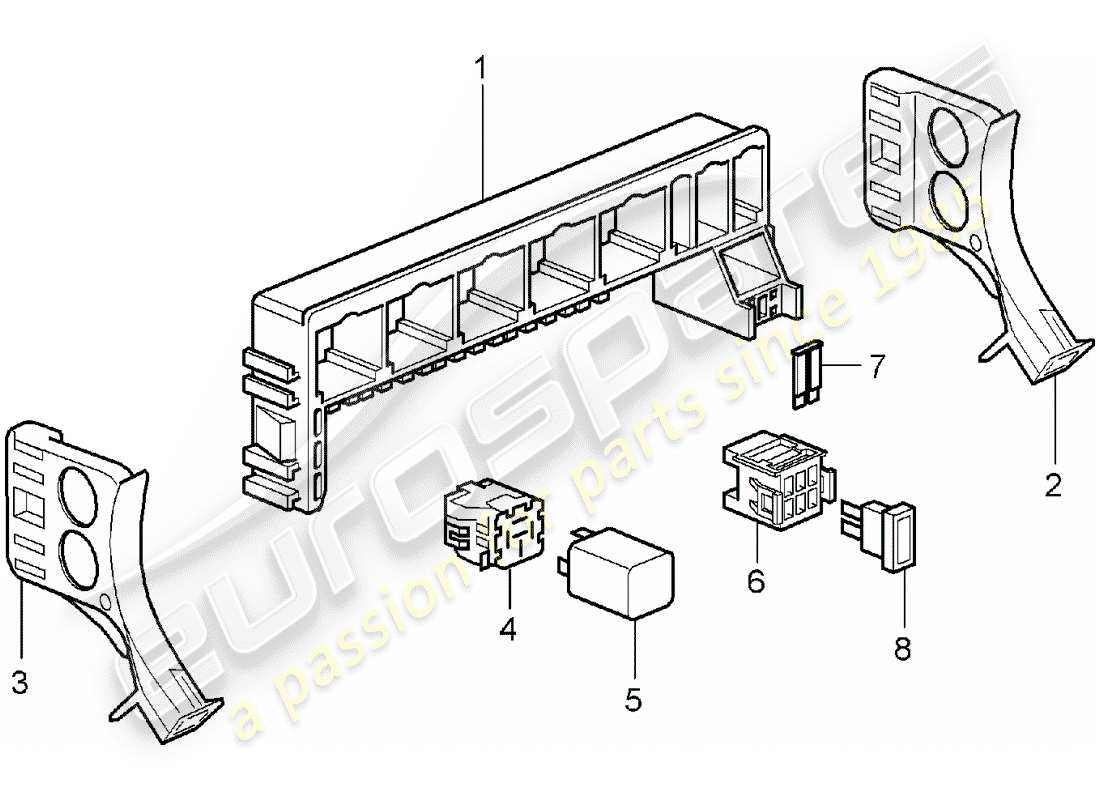 porsche boxster 987 (2008) fuse box/relay plate part diagram