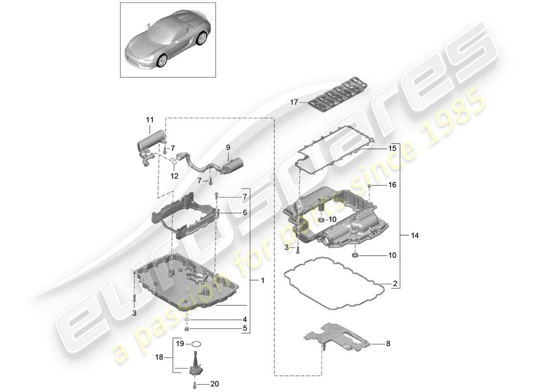 porsche boxster spyder (2016) oil pan part diagram