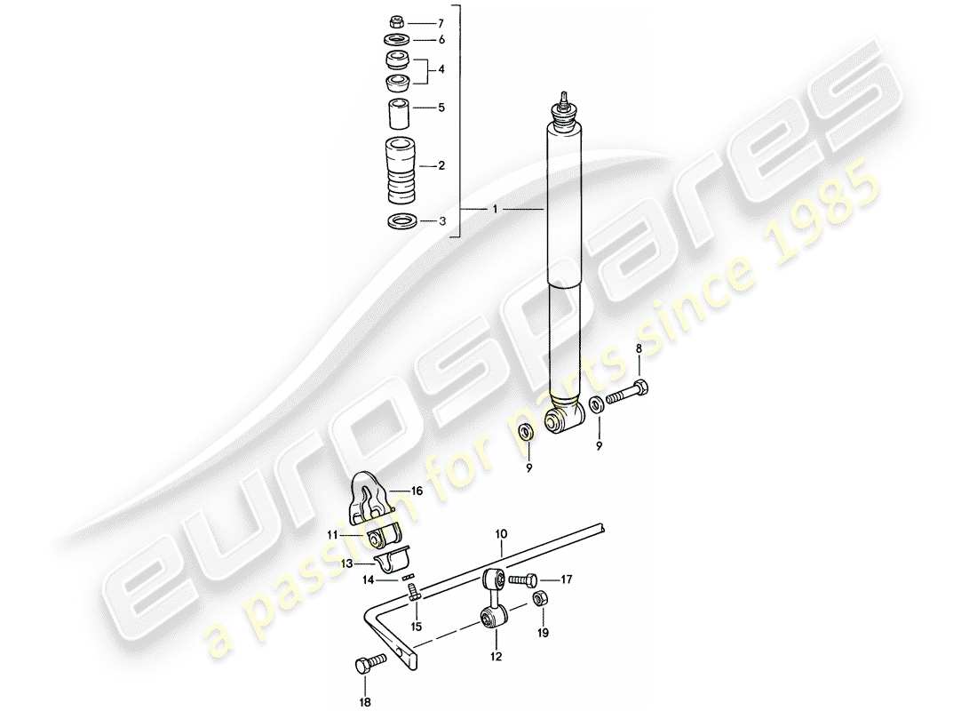 porsche 911 (1988) vibration damper - stabilizer part diagram