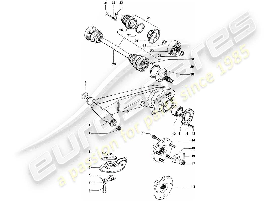 porsche 914 (1970) rear axle part diagram