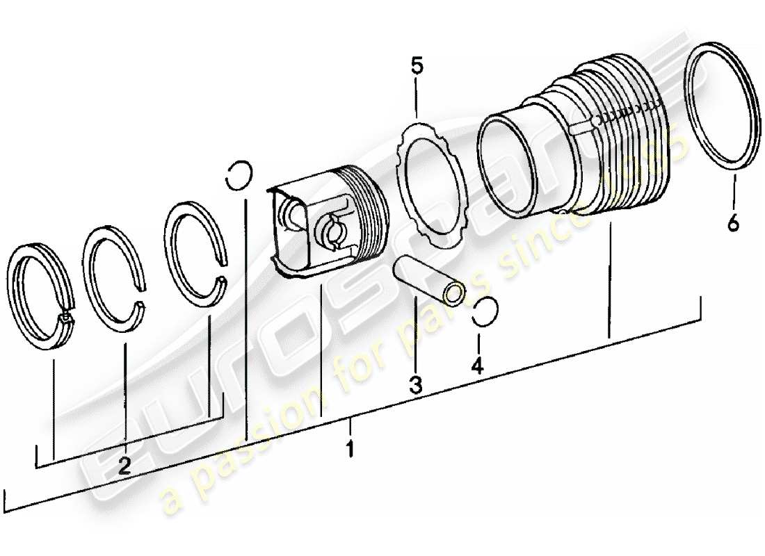 porsche 911 (1978) cylinder with pistons - see technical information - gr.1 nr. 30 part diagram