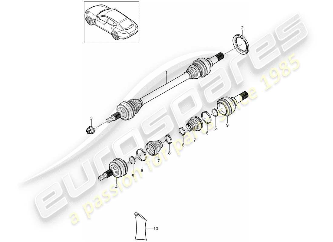 porsche panamera 970 (2013) drive shaft part diagram