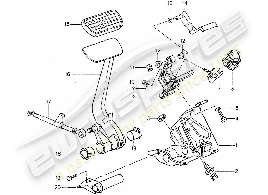 porsche 964 (1990) pedals - tiptronic part diagram