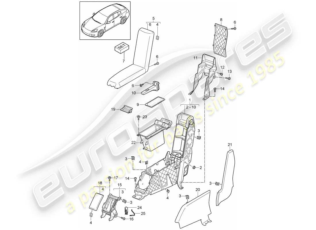 porsche panamera 970 (2010) center console part diagram