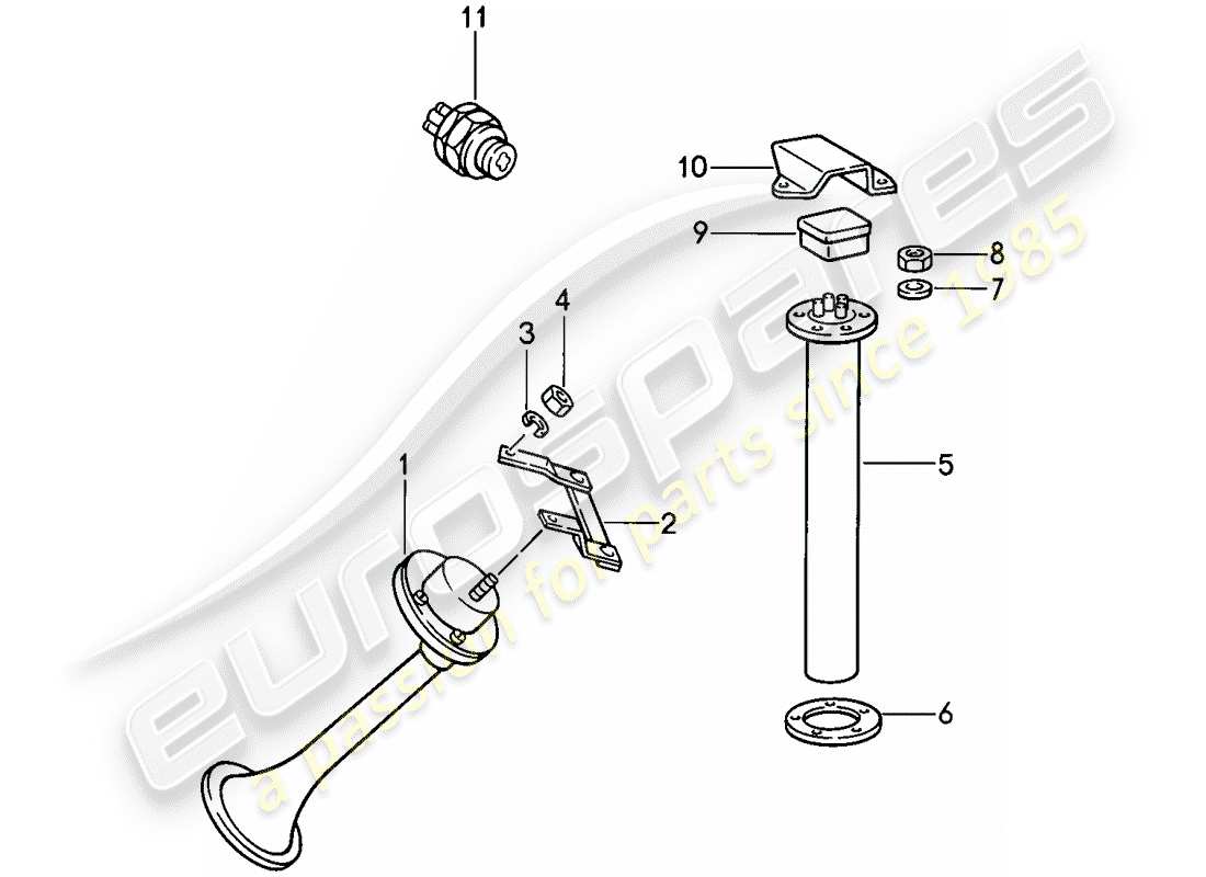 porsche 911 (1986) fanfare horn - sensor - fuel-level indicator - reverse light switch part diagram