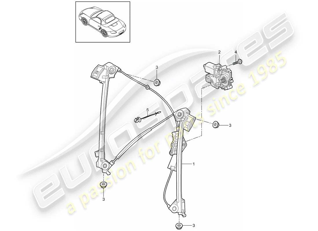 porsche boxster 987 (2009) window regulator part diagram