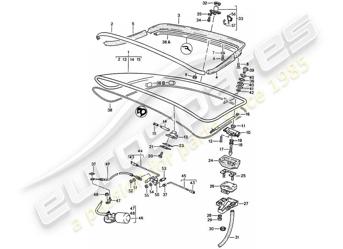 porsche 944 (1989) rear trunk lid - rear spoiler - d >> - mj 1990 part diagram