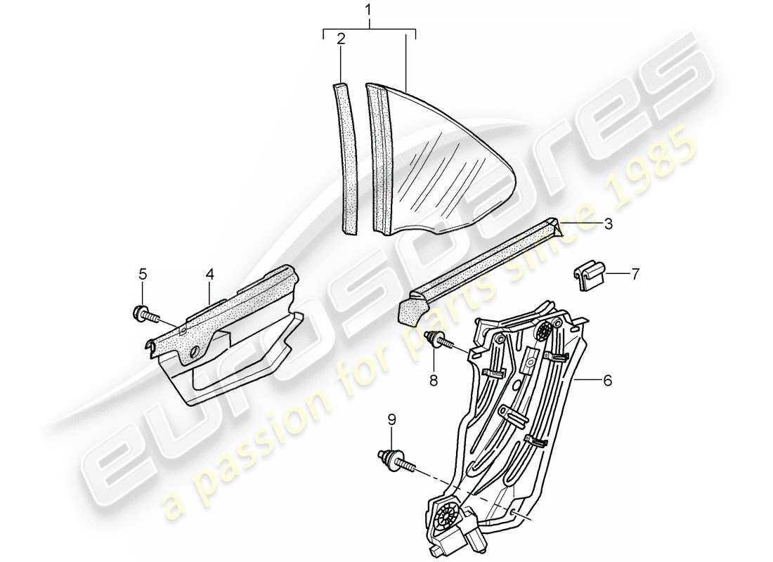 porsche 997 gen. 2 (2009) side window part diagram