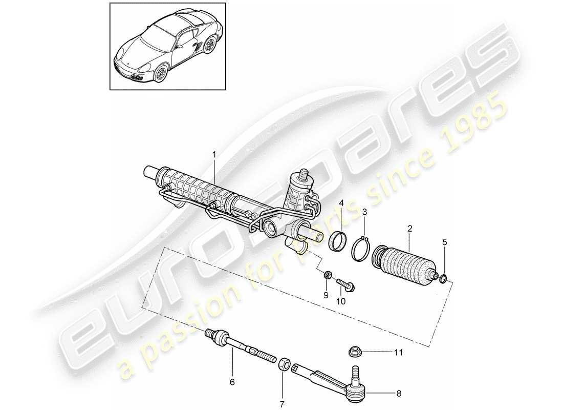 porsche cayman 987 (2012) power steering part diagram