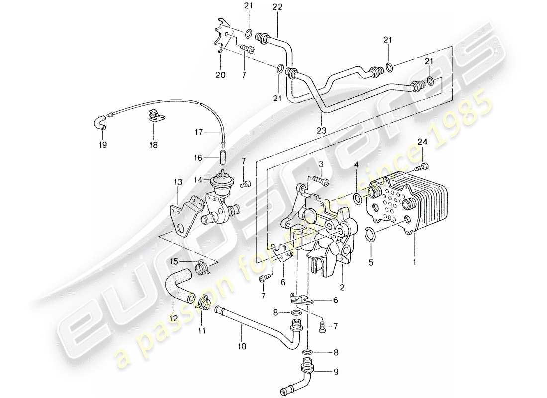 porsche 996 (2003) tiptronic - - gear oil cooler - oil pressure line for - gear oil cooling - d >> - mj 2001 part diagram