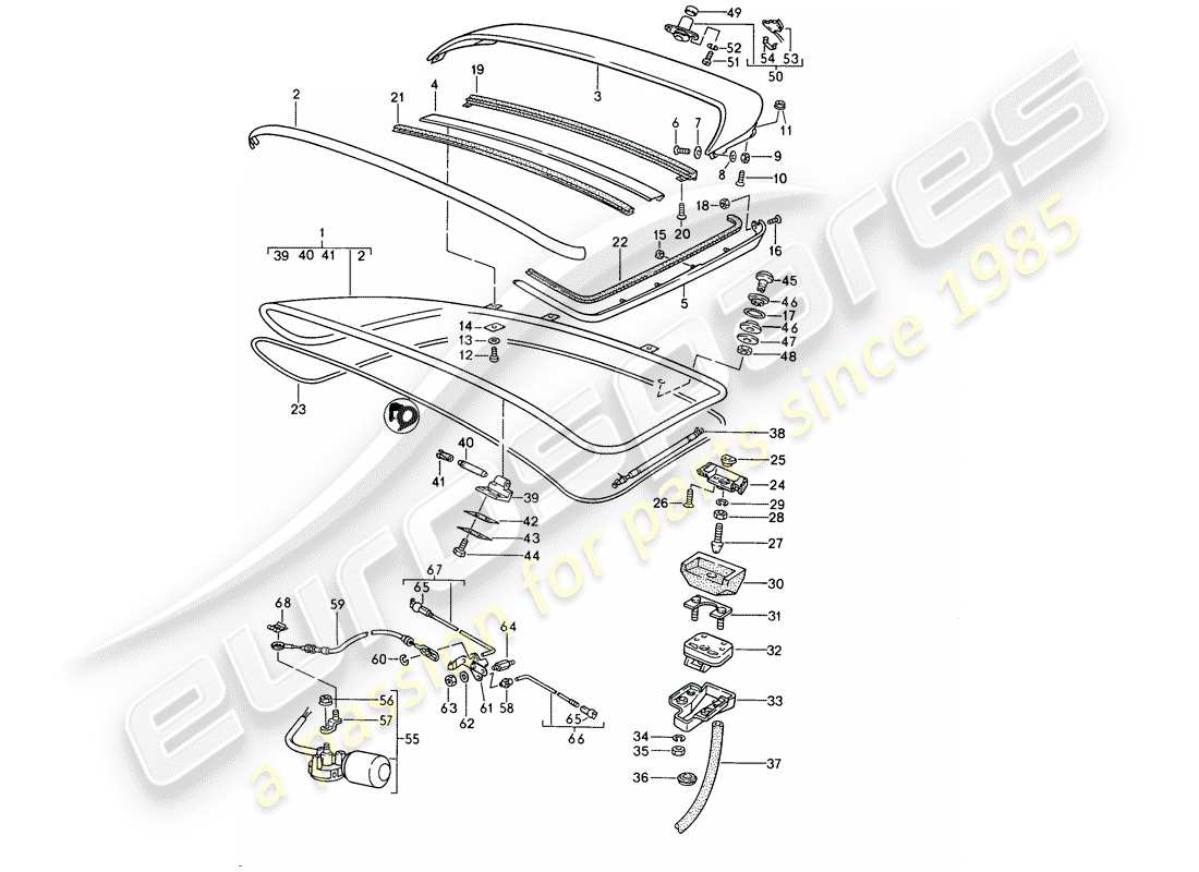 porsche 944 (1990) rear trunk lid - rear spoiler - d - mj 1990>> part diagram