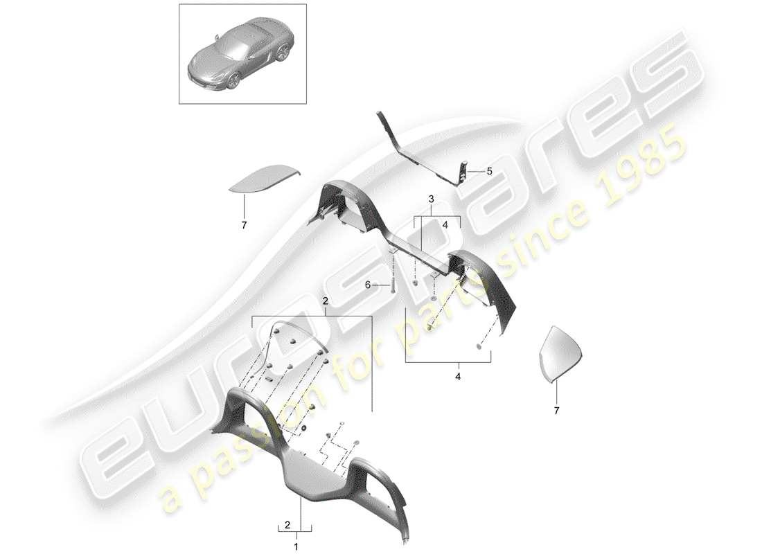 porsche boxster 981 (2012) trims parts diagram