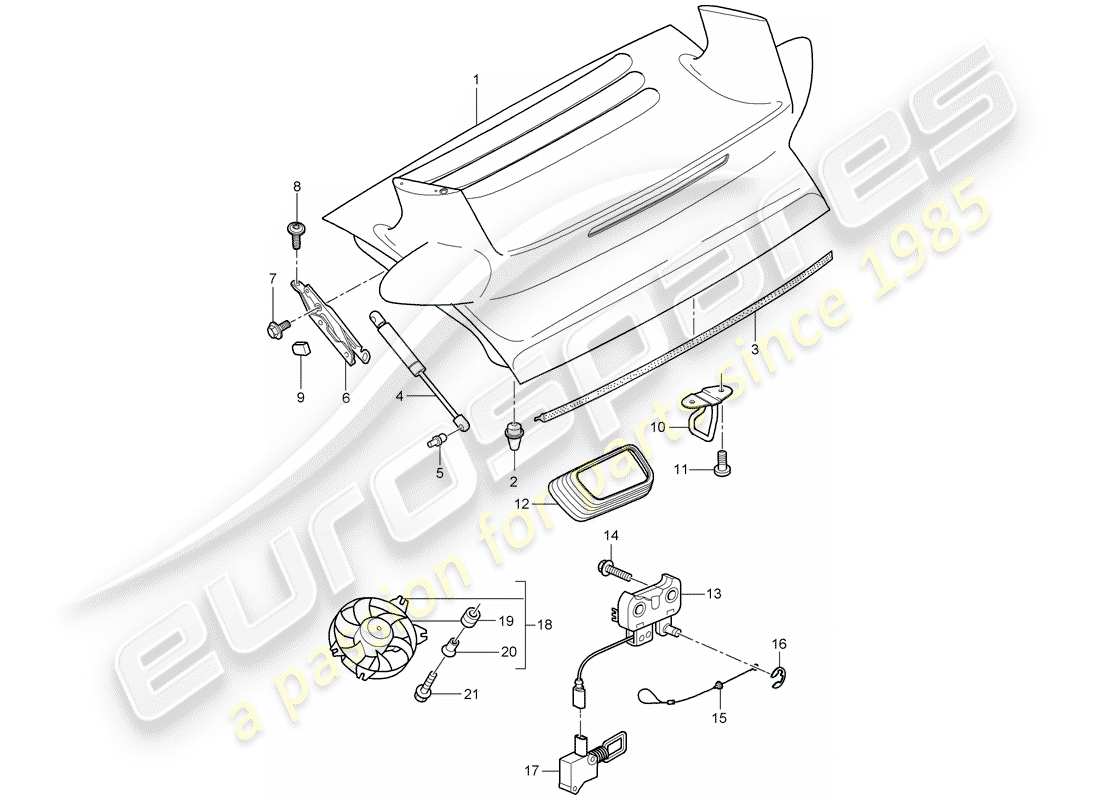 porsche 997 t/gt2 (2009) cover part diagram