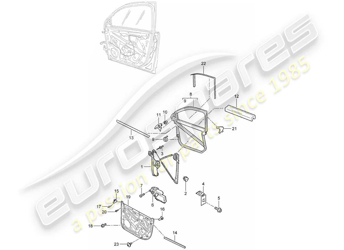 porsche cayenne (2010) window regulator part diagram