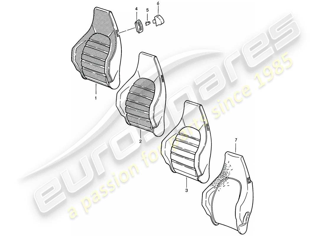 porsche 911 (1984) sports seat - backrest cover - d - mj 1985>> part diagram