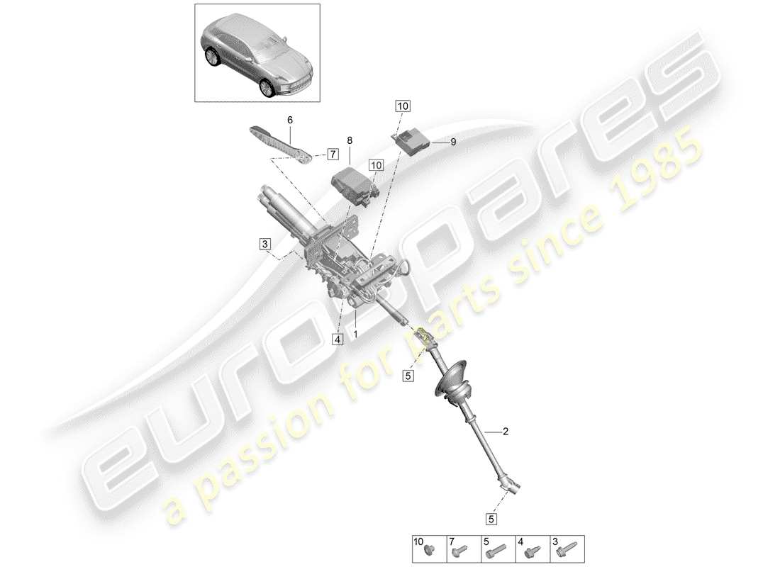 porsche macan (2019) steering column part diagram