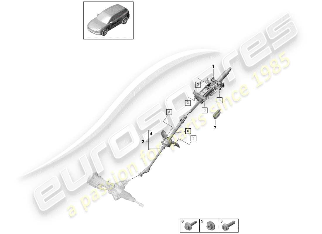 porsche cayenne e3 (2019) steering column part diagram