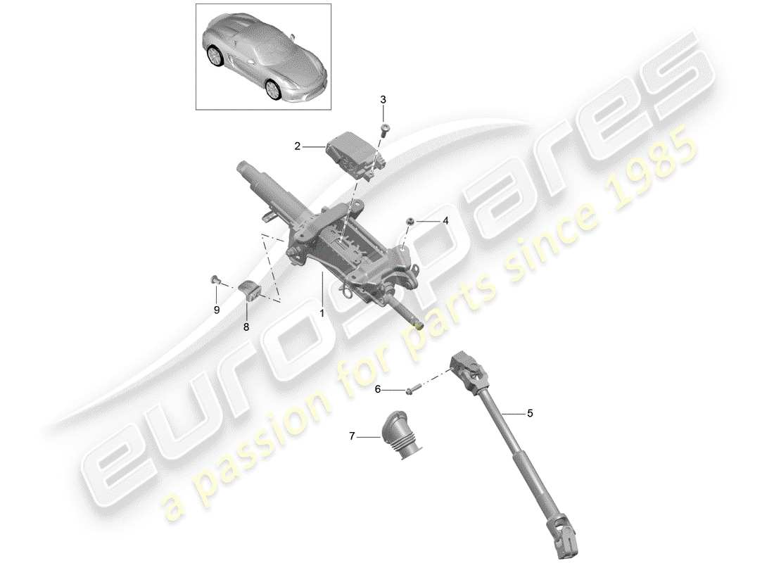 porsche boxster spyder (2016) steering column part diagram