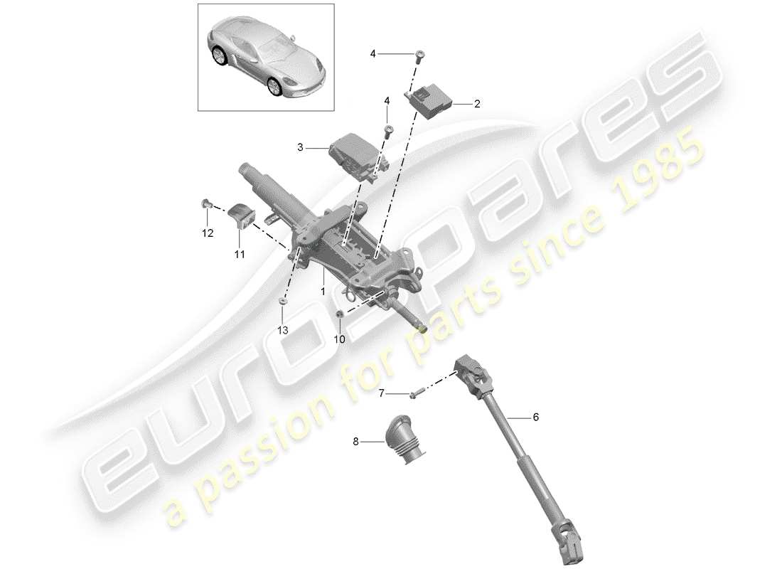 porsche 718 cayman (2017) steering column part diagram