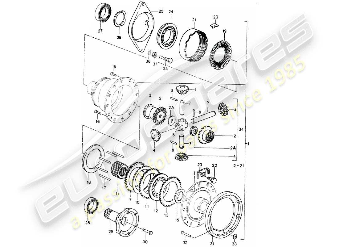 porsche 964 (1989) differential part diagram