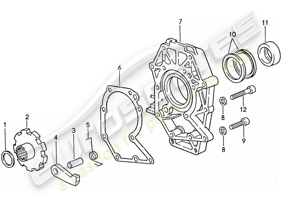 porsche 928 (1988) automatic transmission - intermediate plate - parking lock part diagram