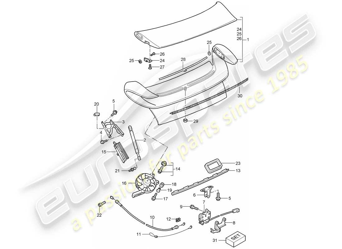 porsche 996 gt3 (2003) cover - d >> - mj 2002 part diagram