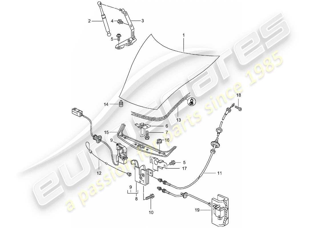 porsche 996 (2001) cover part diagram