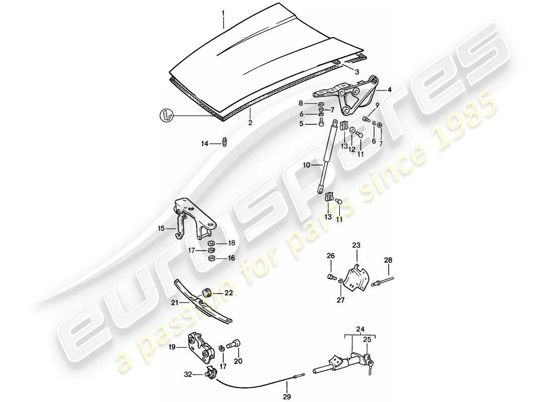 porsche 911 (1986) cover part diagram