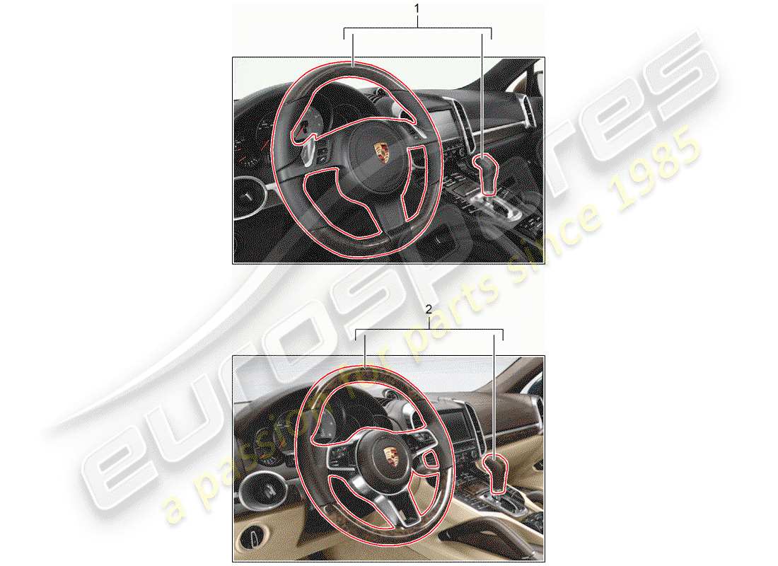 porsche tequipment cayenne (2006) multifunction steering wheel part diagram